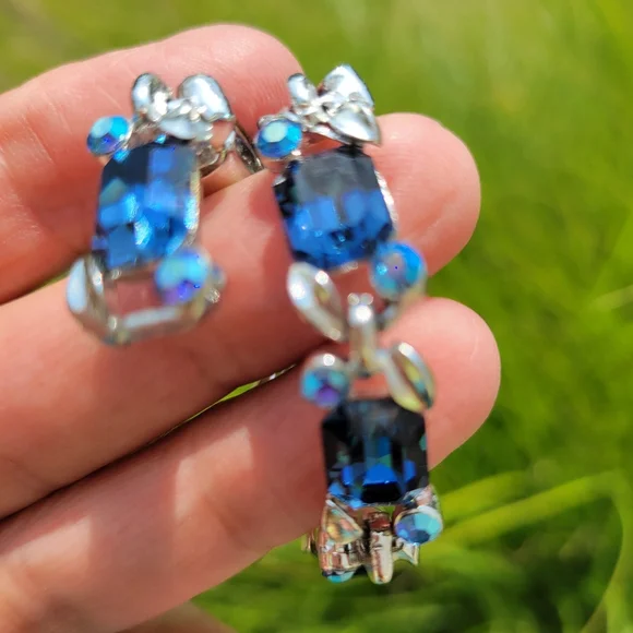 Lisner Bracelet ~ Vintage Faux Sapphire ~ Aurora Borealis ~ Pretty! *See Notes* - Picture 12 of 16